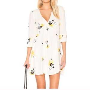 Free People Time On My Side Ivory Floral Wrap Dress Sz S